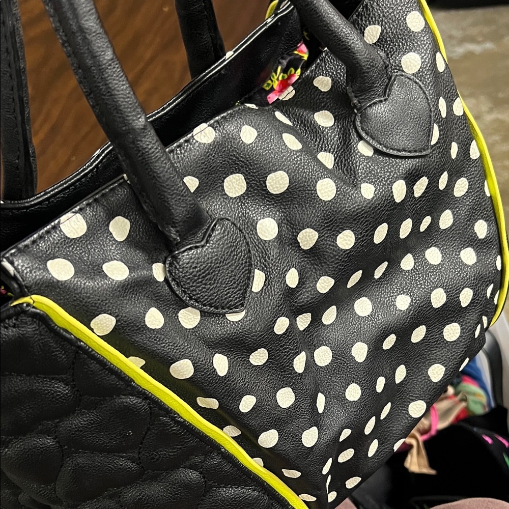Betsey Johnson Polka Dot Shoulder Bag with Neon Accents - Picture 2 of 6